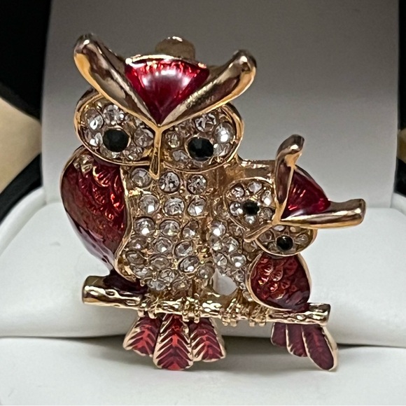 Rhinestone Owl Brooch Pin - Picture 3 of 7